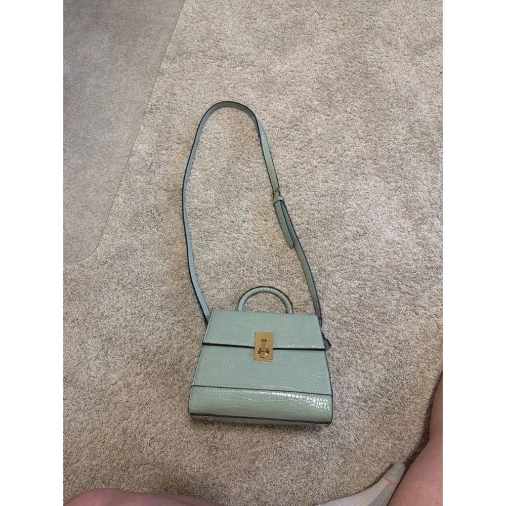 Teal faux crock handbag